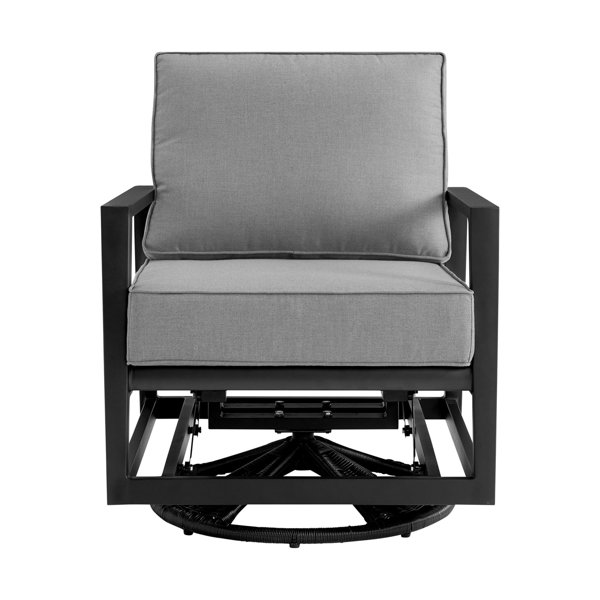 Hokku Designs Ollie 31 Inch Outdoor Swivel Glider Chair, Aluminum Frame, Grey Cushions Wayfair